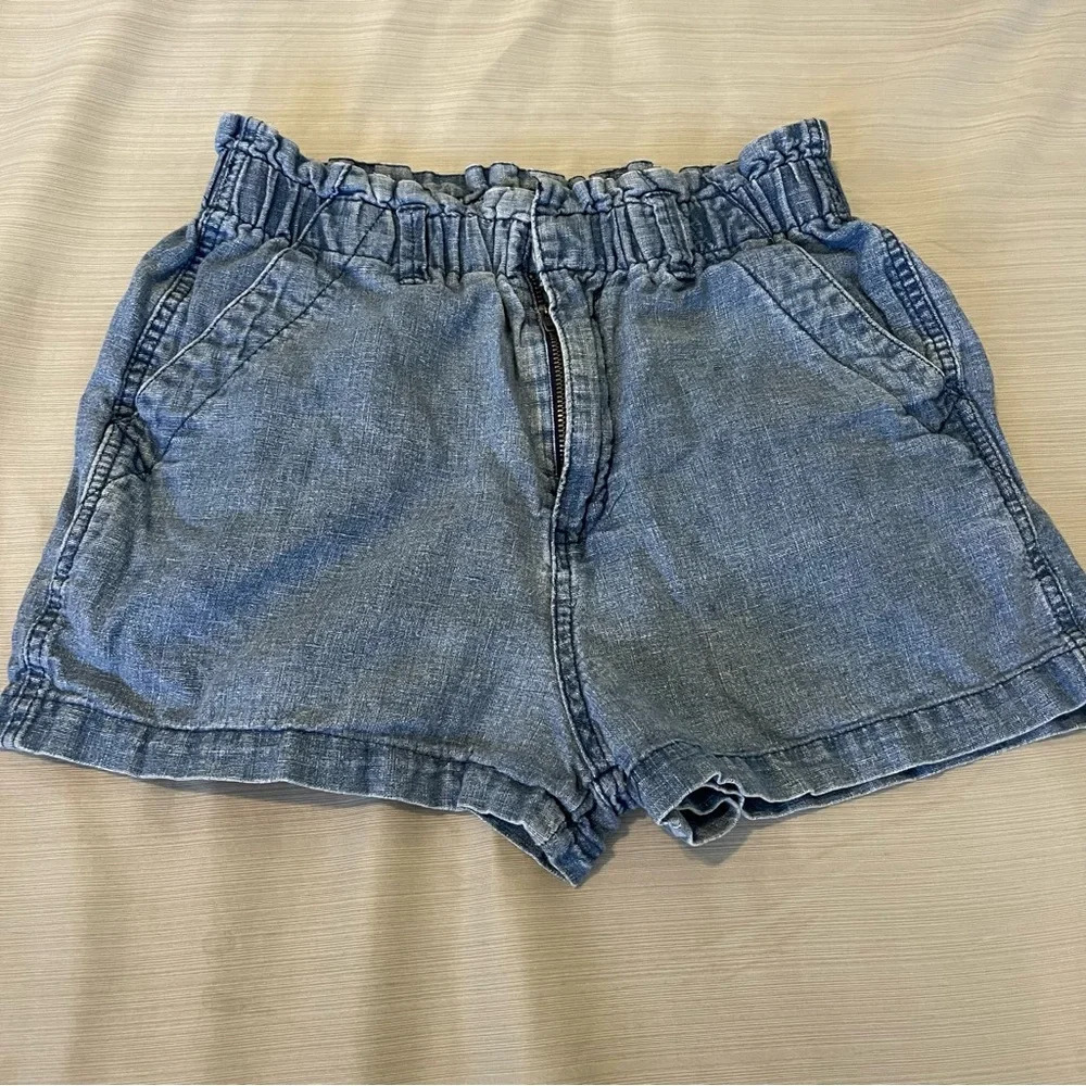 Universal Thread Women’s Linen Jean Shorts Paperbag Waist Zipper Size XS